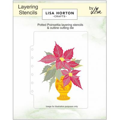 Lisa Horton Crafts Layering Stencils + Stanze - Potted Poinsettia